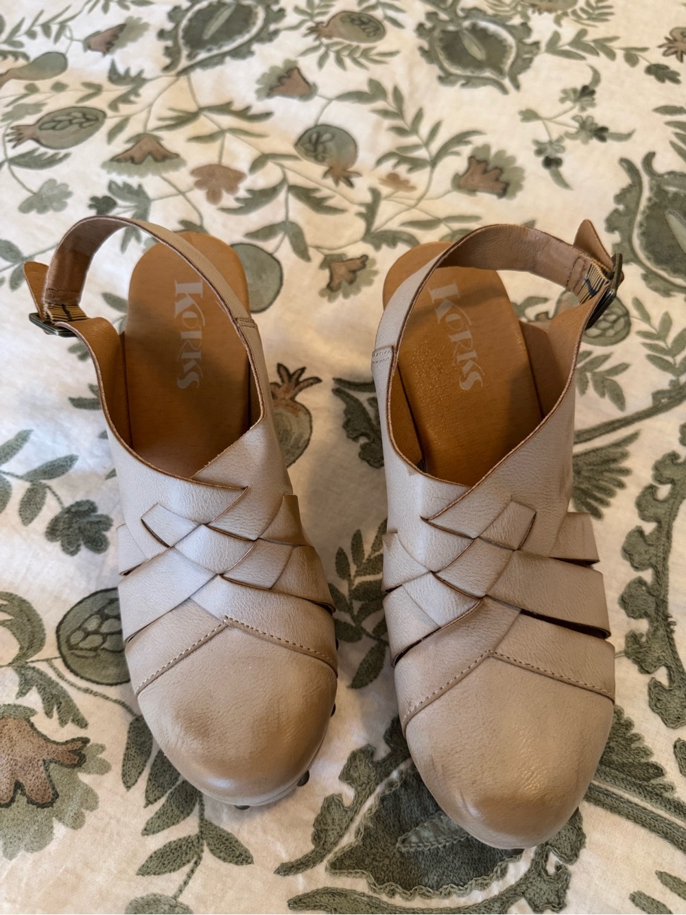 Korks by Kork-Ease Wynne Woven Platform Slingback Clogs - Tan